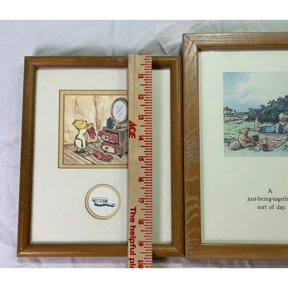 Disney Classic Pooh Framed Wall Art Set Christopher Robin Winnie the Pooh 2 Pc